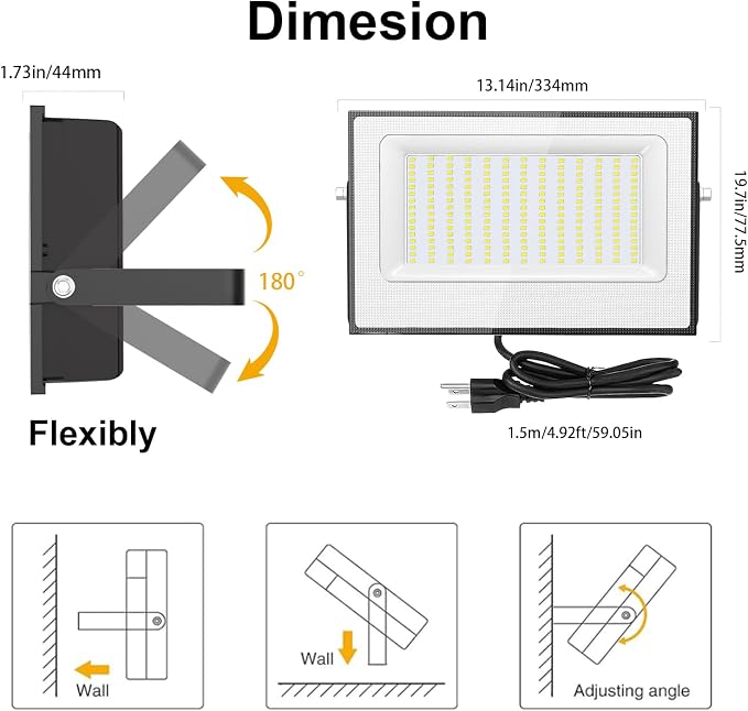 Onforu 200W Flood Lights Outdoor, 19000lm Bright LED Work Light - Image 6