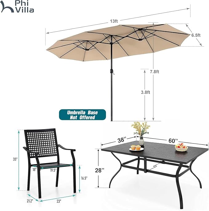 PHI VILLA 7 Pieces Outdoor Dining Set - Image 9