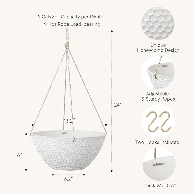 LA JOLIE MUSE Hanging Planters for Outdoor Plants, Large Hanging Planter - Image 2