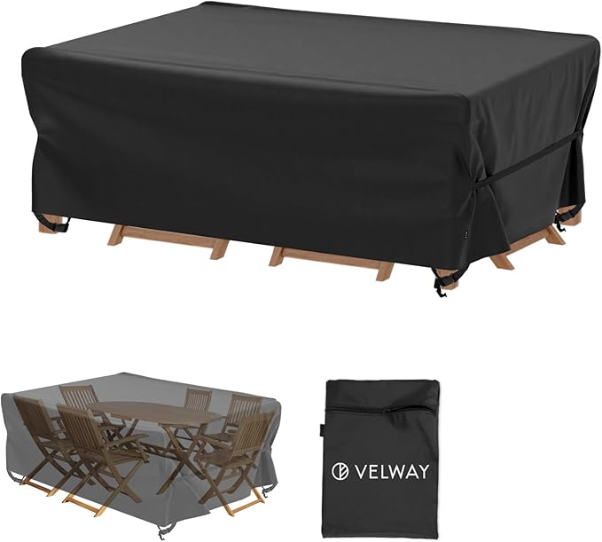 Velway Patio Table Chairs Set Cover Square Waterproof 74"Lx47"Wx28"H Outdoor by Velway