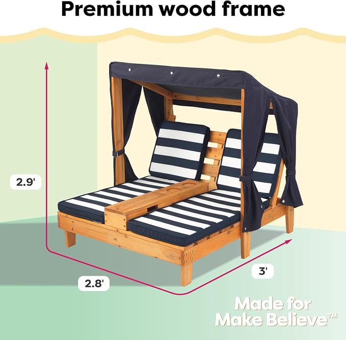 KidKraft Wooden Outdoor Double Chaise Lounge - Image 3