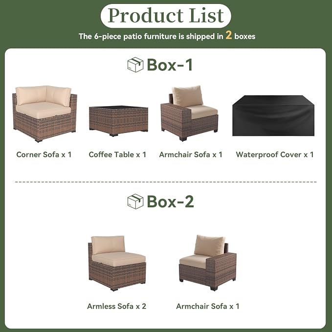 Aoxun 6 Piece Patio Furniture Set - Image 5