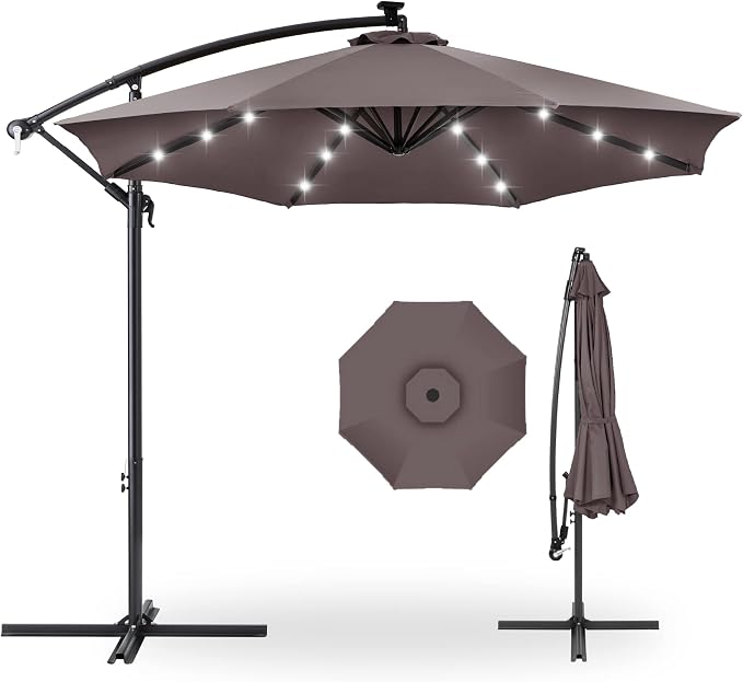 Best Choice Products 10ft Solar LED Offset Cantilever Hanging Market Patio by BestChoiceProducts