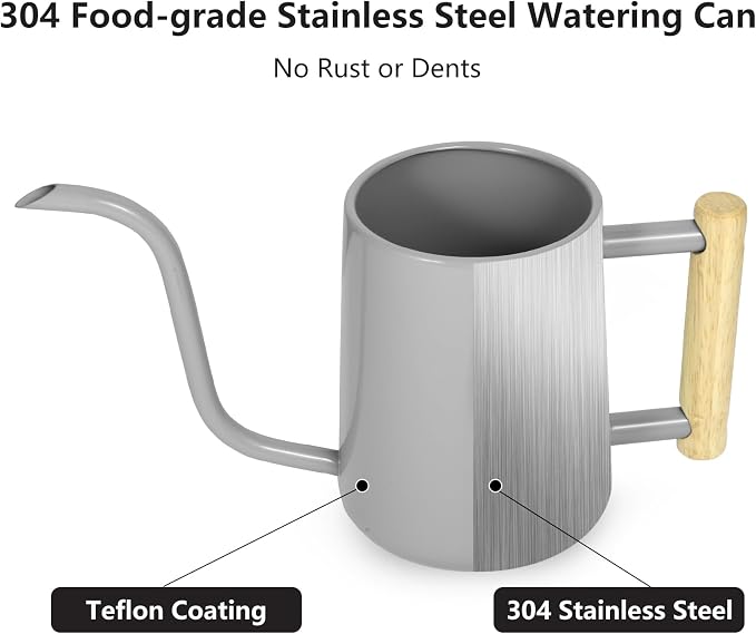 Watering Can Indoor Plants, 35 oz/1000 ml Metal Stainless Steel Watering Can Pot - Image 4
