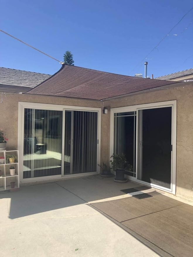 Eden's Decor Straight Flat-Edged Sun Shade Sail Rectangular 8' x 19' Brown - Image 8