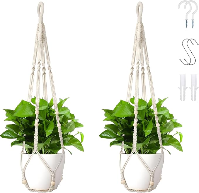 Macrame Plant Hanger Set of 2, 35 Inch Indoor Hanging Planter by Wdmxszdq
