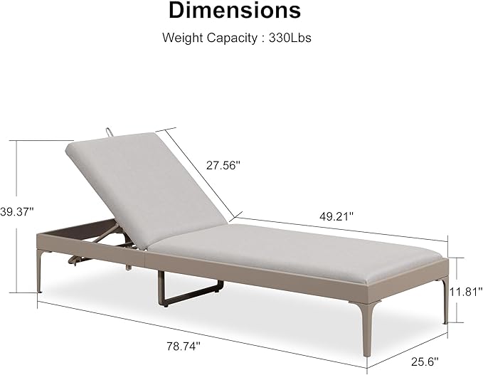 PURPLE LEAF 1 Piece Outdoor Chaise Lounge Aluminum Adjustable Patio Lounger - Image 7