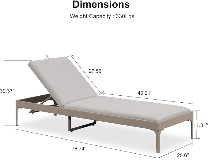 PURPLE LEAF Outdoor Chaise Lounge Set of 3 Aluminum Adjustable Patio Lounger - Image 8