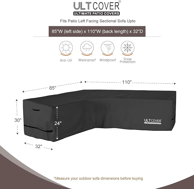 ULTCOVER Patio L-Shaped Left Facing Sofa Cover Waterproof - Image 2