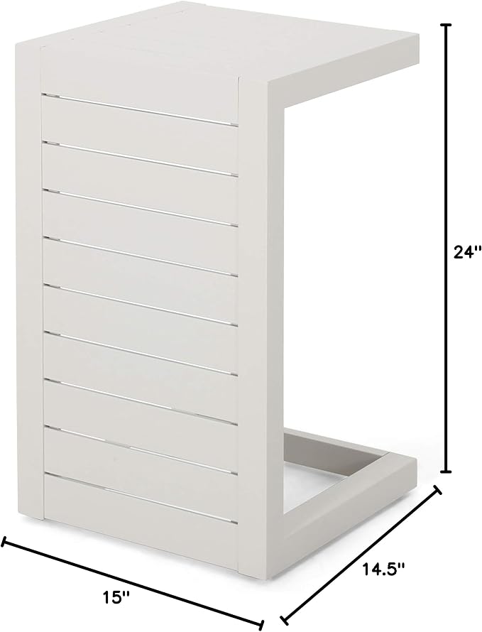 Christopher Knight Home Jesse Coral Outdoor Modern Aluminum C-Shaped End Table - Image 11