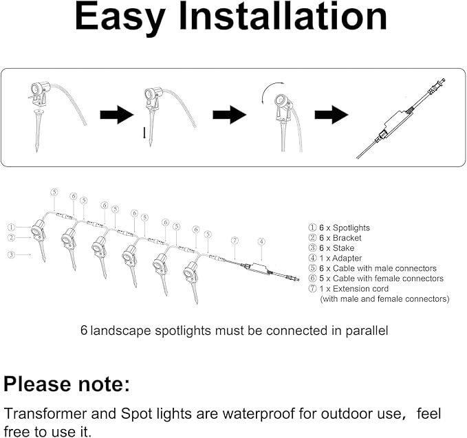 SUNTHIN Outdoor Landscape Lighting, 6 Pack Outdoor Spot Lights - Image 5