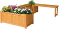 VINGLI Outdoor Wood Bench with Planter Boxes, 2-in-1 All-Weather Porch Bench by VINGLI