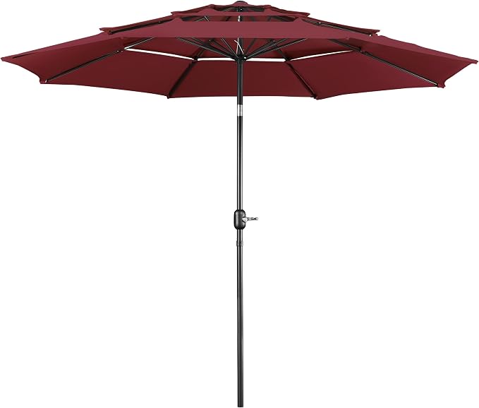Yaheetech 3 Tier Patio Umbrella 10ft Vented Outdoor Large Market Table Umbrella by Yaheetech
