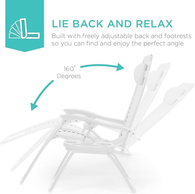 Best Choice Products Set of 2 Adjustable Steel Mesh Zero Gravity Lounge Chair - Image 3
