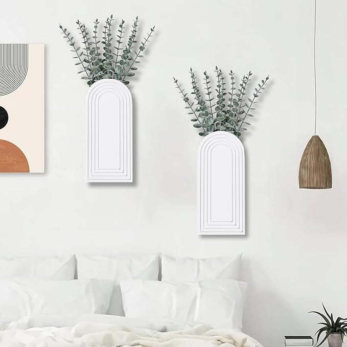 2 Pack Wooden Wall Vase Set - Image 3