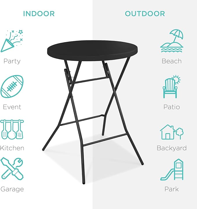 Best Choice Products 32in Bar Height Folding Table, Round Indoor Outdoor - Image 4