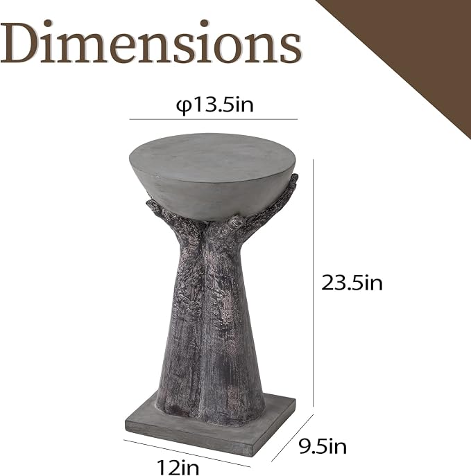 COSIEST Outdoor Side Table, Two Hands-Shaped Base w Round Top Accent Table - Image 3