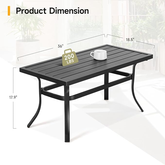 ONBRILL Small Metal Outdoor Coffee Side Table, Steel Coffee Tables - Image 3