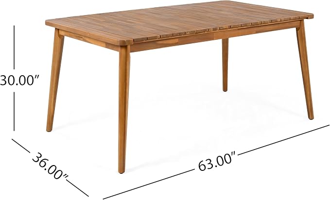 Christopher Knight Home Peggy 63" Farmhouse Patio Acacia Wood Dining Table - Image 2