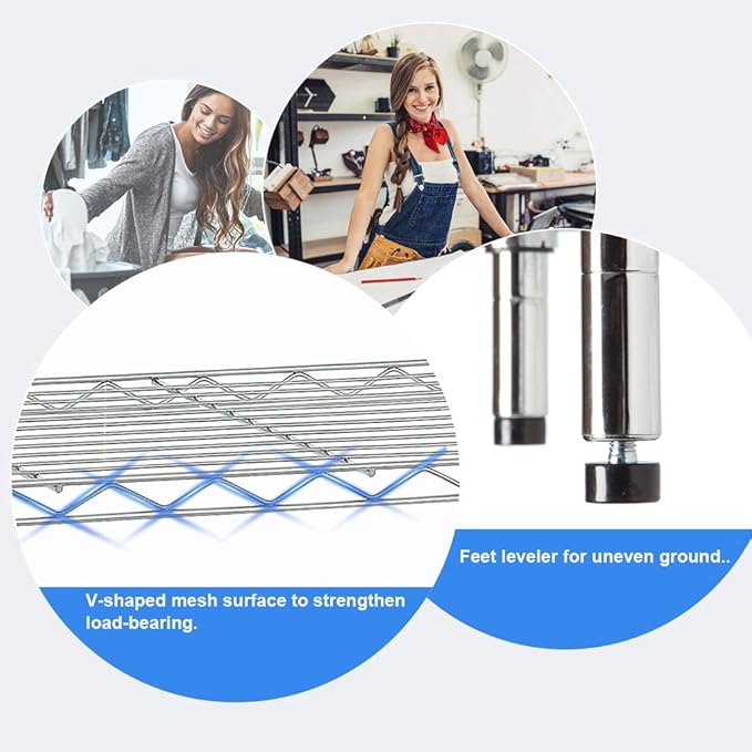 BestOffice | 4-Tier Wire Storage Shelves | 36x14x54 | Chrome | - Image 6