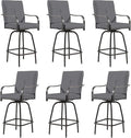 Outdoor Swivel Bar Stools Set of 6, Bar Height Patio Chairs by Godappe
