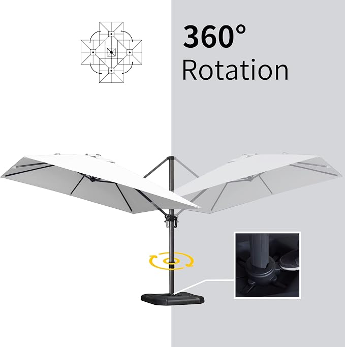 PURPLE LEAF 9' X 11.5' Patio Umbrella Outdoor Cantilever Rectangle Umbrella - Image 7