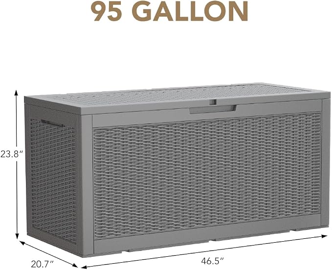 Devoko 95 Gallon Deck Box Large Resin Outdoor Storage Box, Waterproof and UV - Image 6