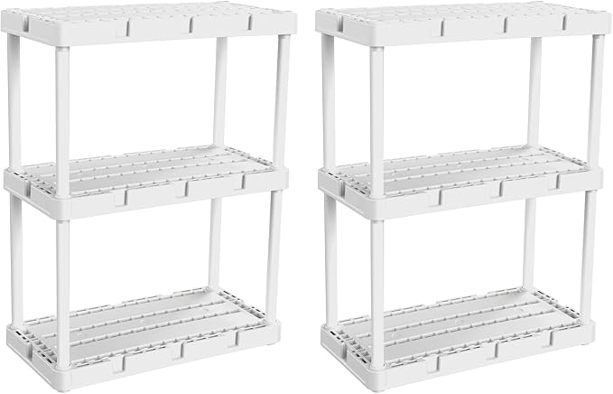 Gracious Living 2 Pack Light Duty Storage Shelves, Knect-A-Shelf 3-Shelf by GraciousLiving