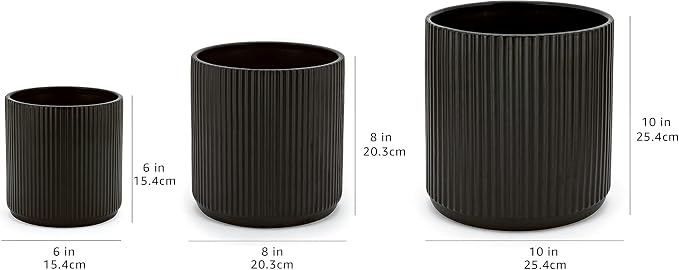Amazon Basics Fluted Ceramic Round Planters - Image 6