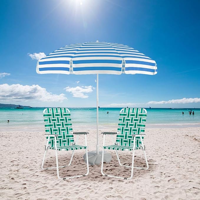 VINGLI Patio Lawn Webbed Folding Chairs Set of 2, Outdoor Beach Chair Portable - Image 2