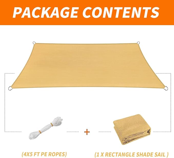 16' x 20' Rectangular Sun Sail Shades Canopy UV Block Outdoor Shades - Image 6