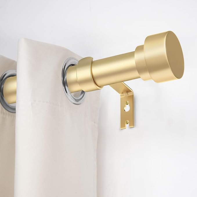 Curtain Rods for Windows 48 to 84, 1 Inch Adjustable Gold Heavy Duty Long - Image 2