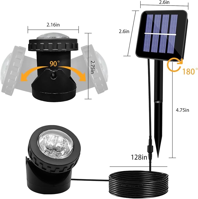 AVEKI Solar Pond Spotlights, 12 LED Solar Underwater Lights - Image 7