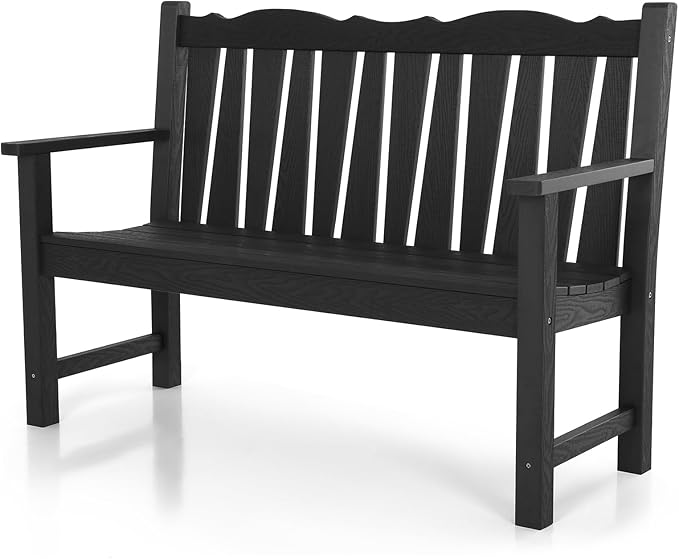 Outdoor Bench Weatherproof, 2-Person Garden Benches by LAHAAP