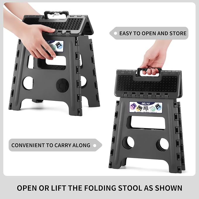 Delxo Folding Step Stool 13 inch Height Heavy Duty Foldable Step Stools - Image 7