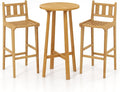 Tangkula 3 Piece Patio Bar Set, Teak Wood Bistro Furniture by TANGKULA
