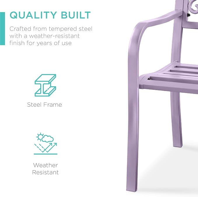 Best Choice Products Outdoor Bench Steel Garden Patio Porch Furniture - Image 4