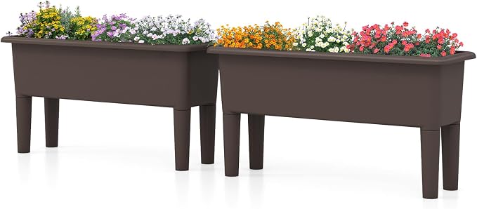 Giantex Raised Garden Beds Outdoor Set of 2, Self-Watering Planter Box - Image 9