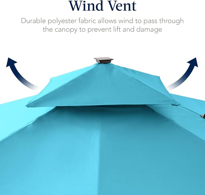 Best Choice Products 9x12ft LED Cantilever Patio Umbrella w/Base Included & - Image 7