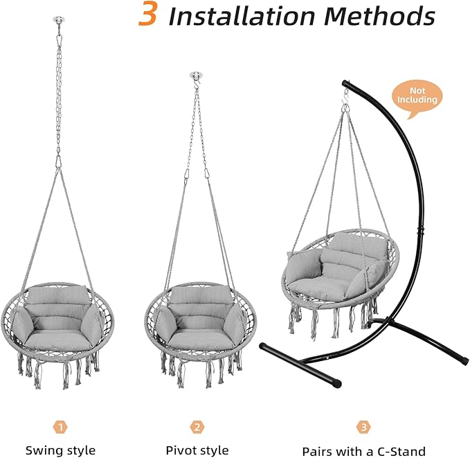 Goutime Hammock Chair, Macrame Hanging Swing Chairs - Image 5