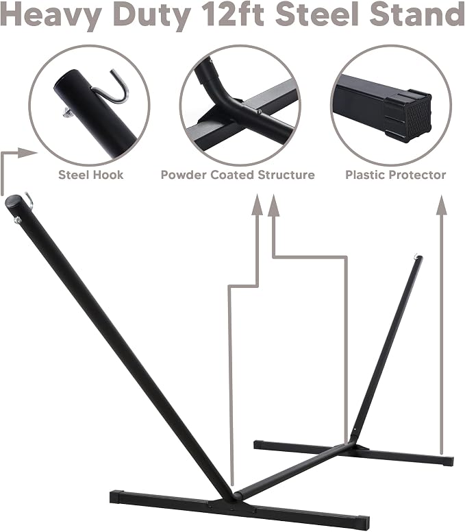 SUNCREAT Hammock with Stand 2 Person Heavy Duty, Freestanding Hammock with - Image 7