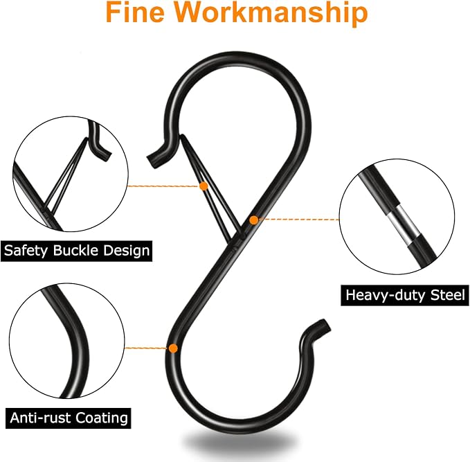 32 Pack S Hooks for Hanging, 3.5 inch Heavy Duty Metal S Hooks - Image 3