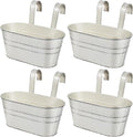 OBTANIM 4 Pack Metal Hanging Flower Pots Iron Railing Planter Outdoor Fence by OBTANIM