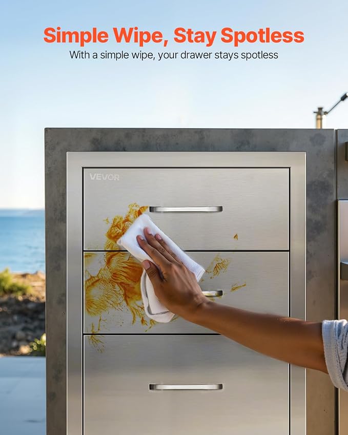 VEVOR Outdoor Kitchen Drawers 18.11" W x 23.23" D x 23.23" H, Triple-Access - Image 8