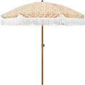 AMMSUN 7ft Patio Umbrella with Fringe Outdoor Tassel Umbrella UPF50+ Premium by AMMSUN