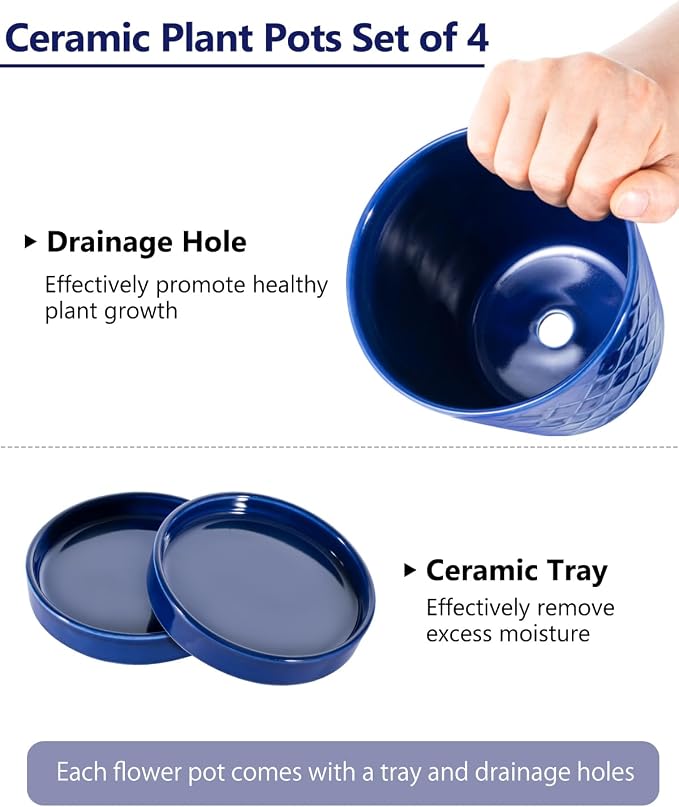EFISPSS Ceramic Plant Pots, 5Inch Pots - Image 4