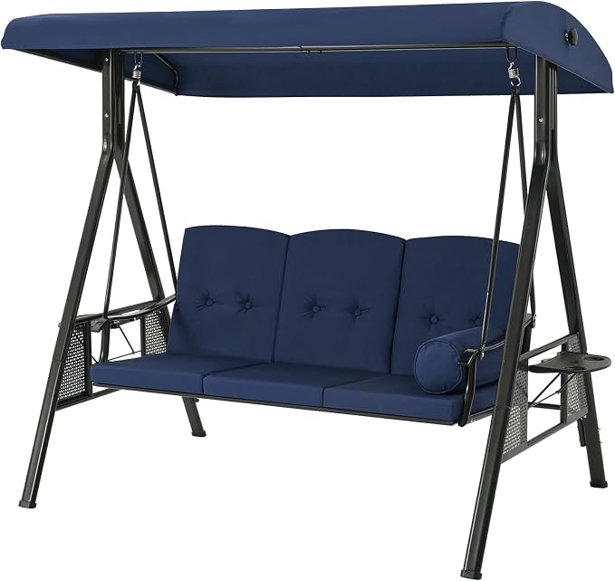 U-MAX 3-Seat Porch Swing Chair Steel Frame, Patio Swing Chair - Image 8