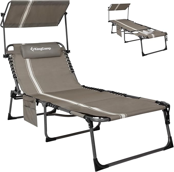 KingCamp Tanning Chair with Face Hole, Lounge Chairs Outdoor Folding Comfy by KingCamp