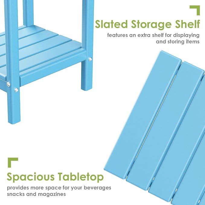 GREENVINES Adirondack-Outdoor-Side-Table | Set of 4 | 14 x 13 Inches | HDPE - Image 5