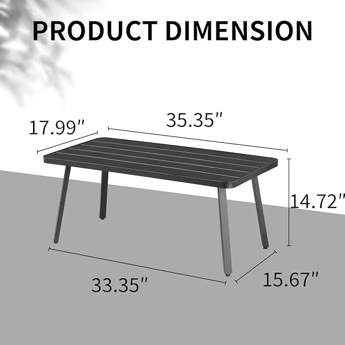 VINGLI Small Steel Outdoor Patio Coffee Table, Weather Resistant Metal Outdoor - Image 3